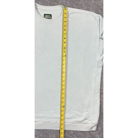 Daily Drills Oversized Crew Size XS/S Sweatshirt Terry Faded Green Blue - Picture 9 of 12